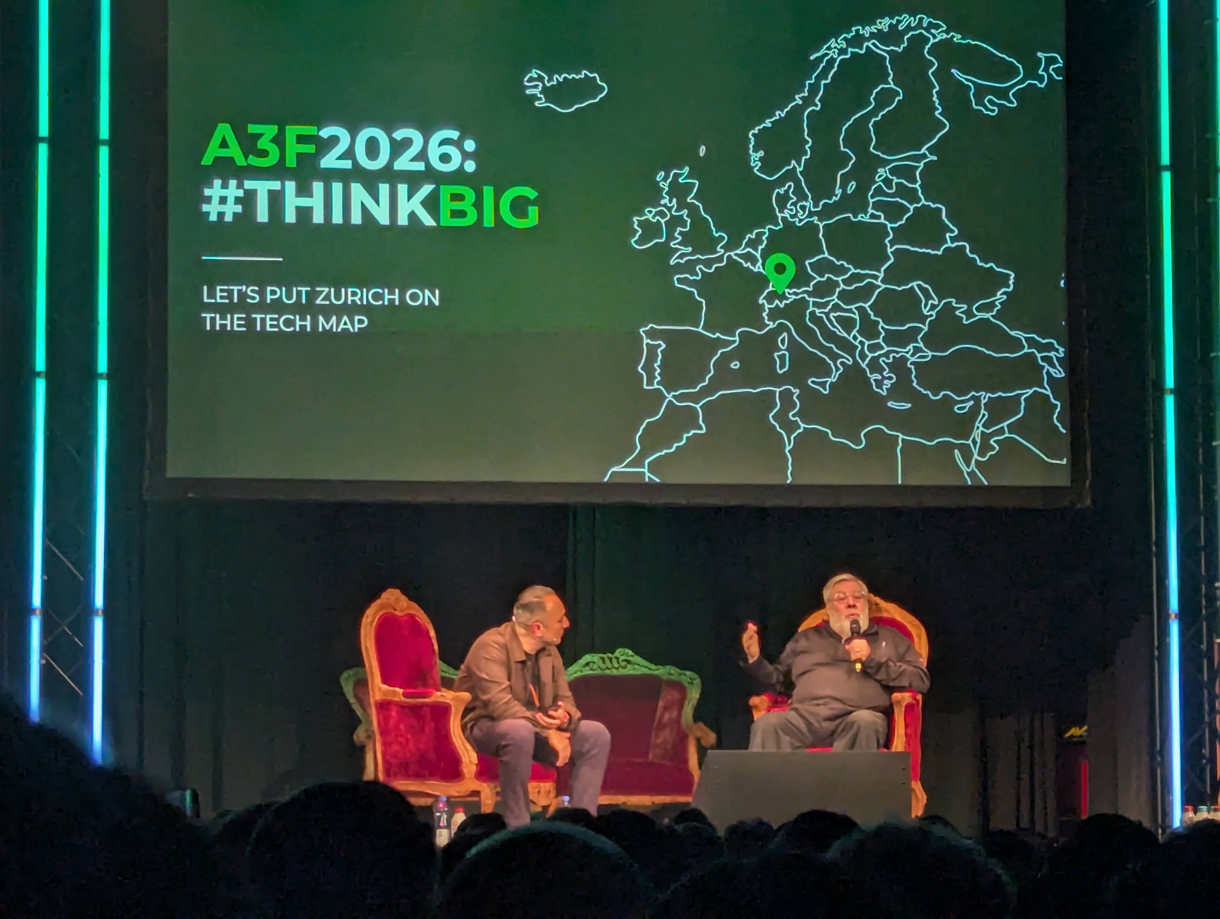 Steve Wozniak and Alan Frei on A3F main stage